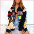 Bomber Jacket Printed Zipper Long Sleeve Vintage - ROUTINE FASHION